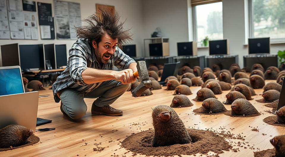 A developer whacking moles