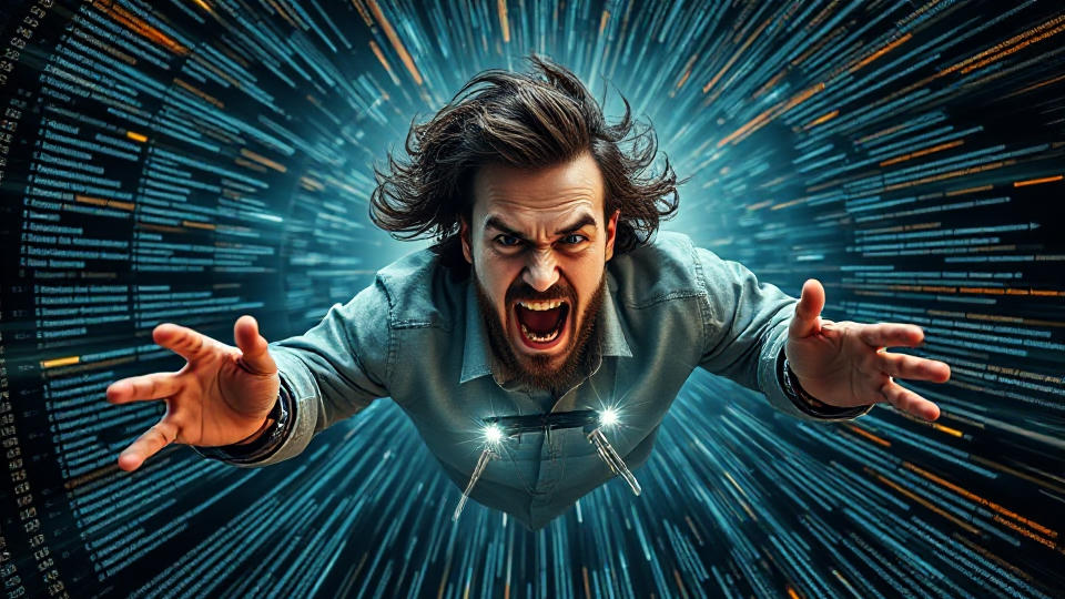 a man flying in space